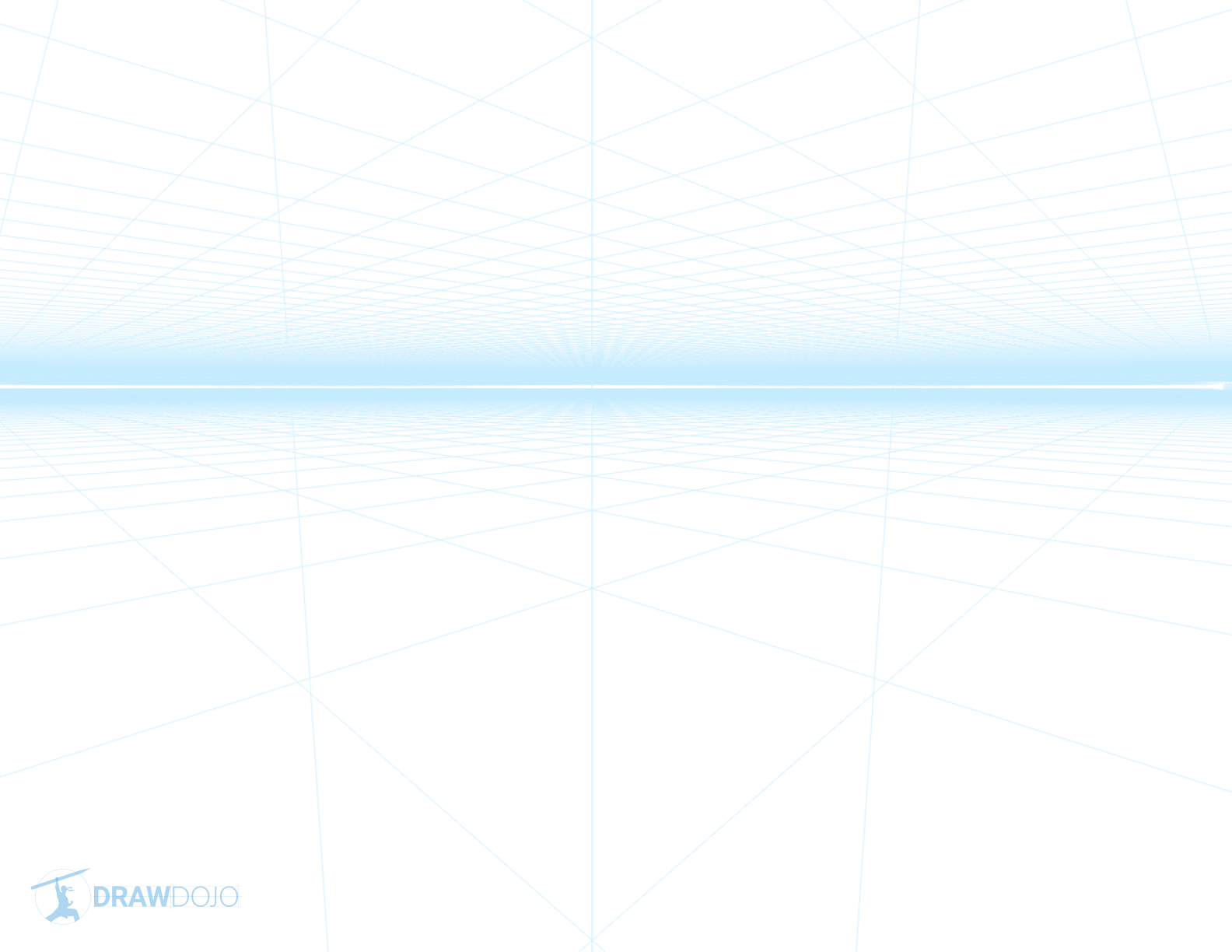 Printable three-point perspective grid template